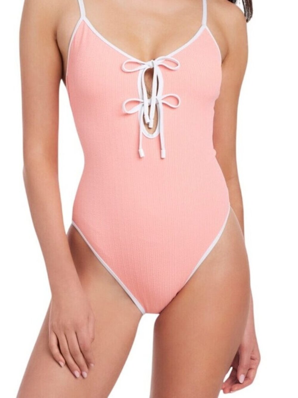 Sanctuary Textured One Piece Swimsuit Size M Cherry Blossom Pink NWT MSRP $88